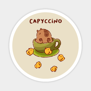 Cappuccino, capyccino, cute capybara plus coffee, chill time with friends Magnet